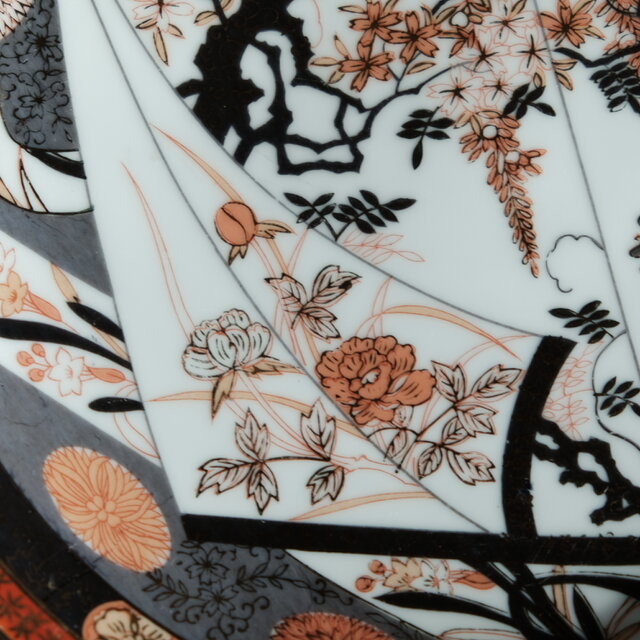 花と鳳凰と貴族◇佐治貿易 SAJI HANDMALEREI 輸出用 色絵金彩大皿 飾り