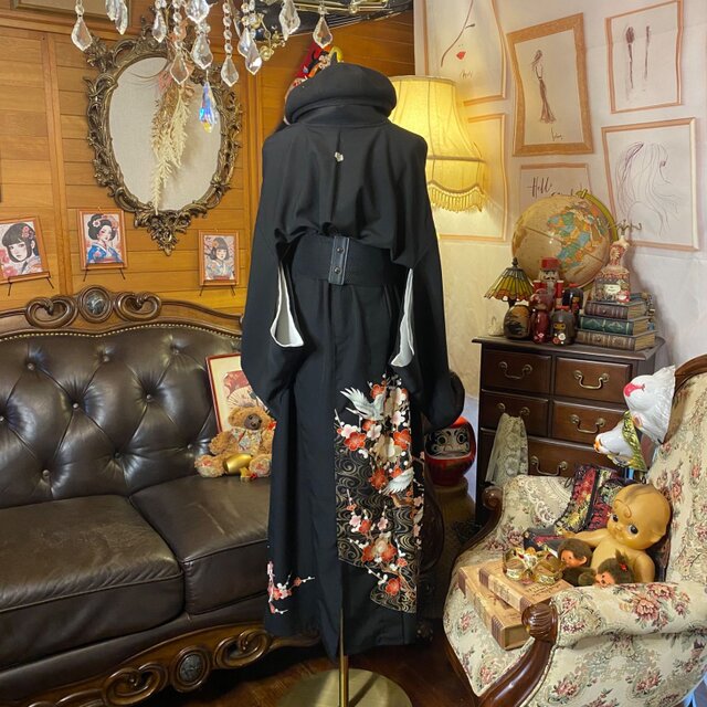 黒留袖 単衣着物 リメイク ワンピース ドレス ロング 和洋折衷 洗える