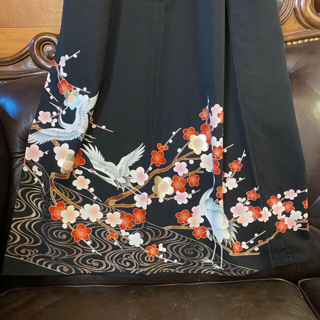 黒留袖 単衣着物 リメイク ワンピース ドレス ロング 和洋折衷 洗える