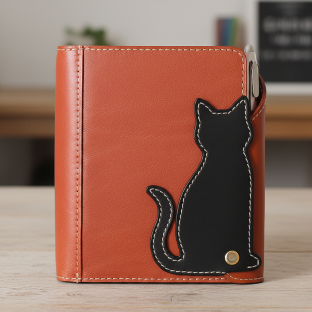 猫も気になる キャットモチーフのA5システム手帳ケース｜イタリアン