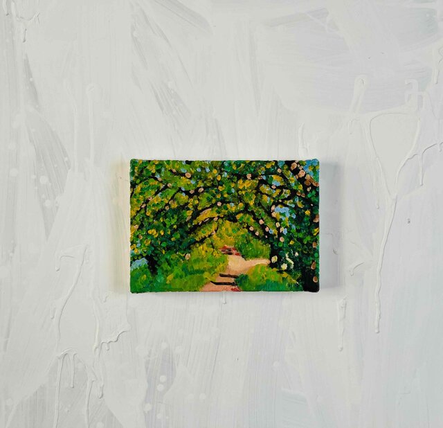 原画 油彩画「近所の風景 高速と空」絵画・サムホールサイズ（16×23