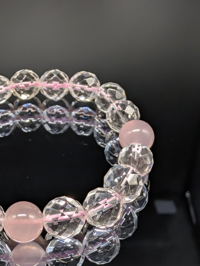 恋愛・良縁】ローズクォーツ 水晶(64面カット) 10mm ブレスレット