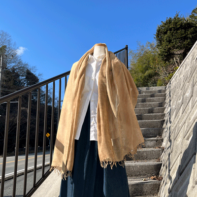 柿渋染めシルク綿ロングストール K25126 | iichi 日々の暮らしを