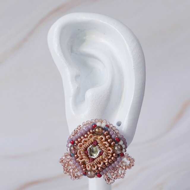 おしゃべりなピアス・イヤリング61｜インド刺繍×コッパー×大ぶり