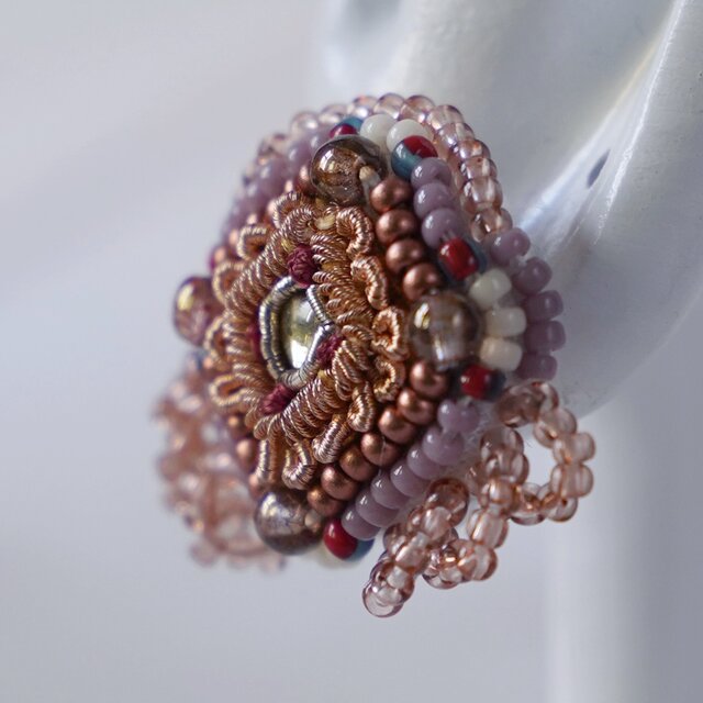 おしゃべりなピアス・イヤリング61｜インド刺繍×コッパー×大ぶり