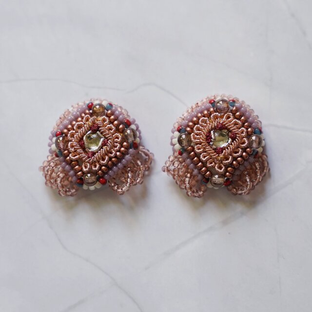 おしゃべりなピアス・イヤリング61｜インド刺繍×コッパー×大ぶり