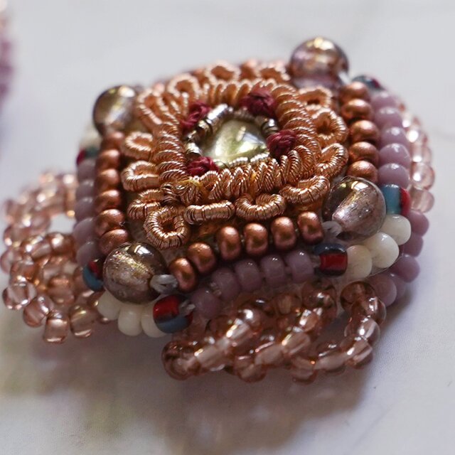 おしゃべりなピアス・イヤリング61｜インド刺繍×コッパー×大ぶり
