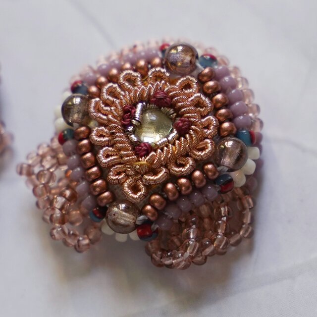 おしゃべりなピアス・イヤリング61｜インド刺繍×コッパー×大ぶり