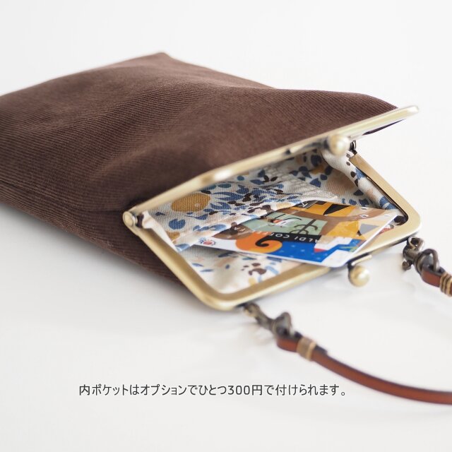 □コーデュロイのがま口スマホショルダーポーチ Mサイズ□ camille