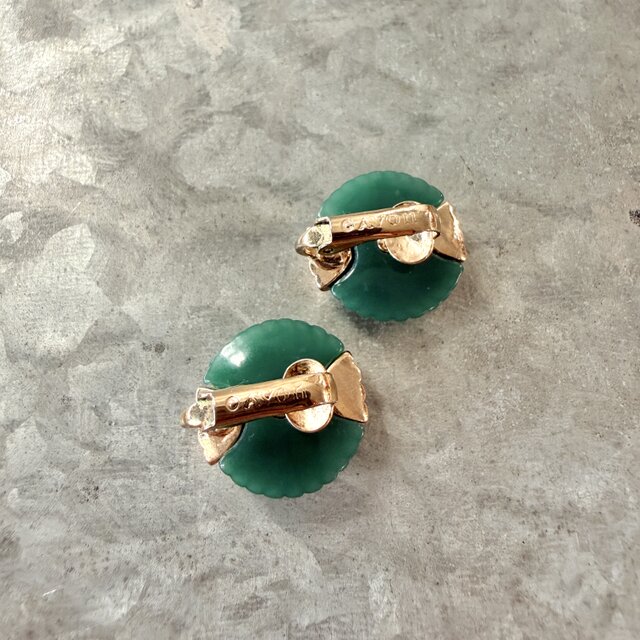 YA219-【 AVON 】エイボン・ヴィンテージイヤリング Convertible Jade