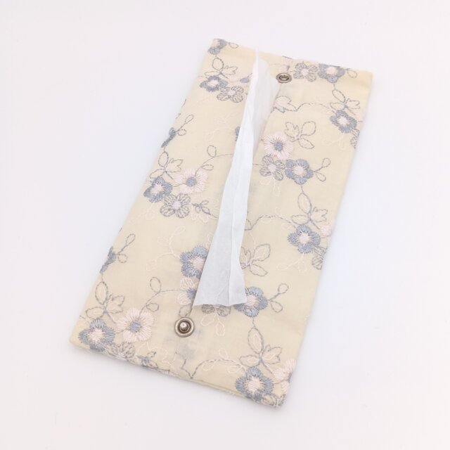 華やか花柄刺繍 携帯ティッシュケース ボックスティッシュから詰替え