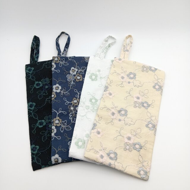 持ち手付き 華やか花柄刺繍 携帯ティッシュケース BOXティッシュから詰
