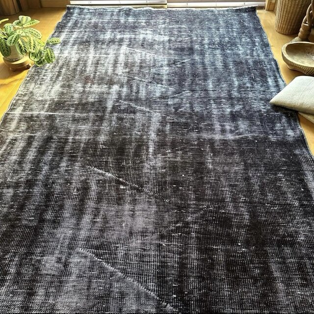 大判151×260 オーバーダイ ブラックダークグレイ トルコヴィンテージ