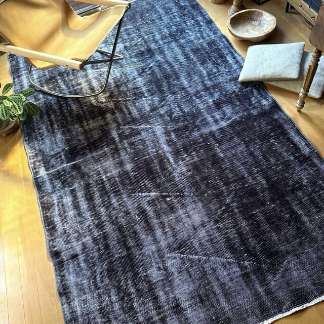 大判151×260 オーバーダイ ブラックダークグレイ トルコヴィンテージ