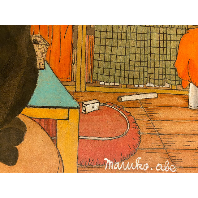 一点物》原画「猫の部屋」猫イラスト インテリアアート | iichi 日々の