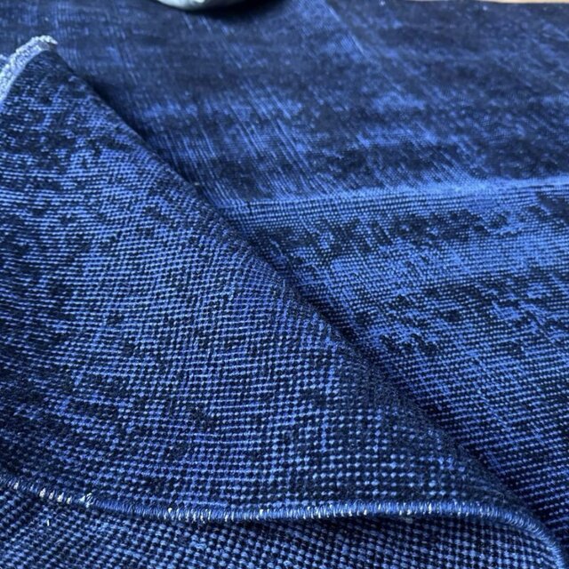 112.5×209藍色オーバーダイ ワンカラーラグ トルコヴィンテージラグ