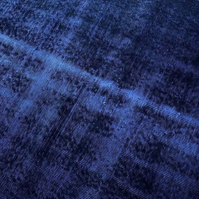 112.5×209藍色オーバーダイ ワンカラーラグ トルコヴィンテージラグ