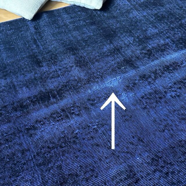 112.5×209藍色オーバーダイ ワンカラーラグ トルコヴィンテージラグ