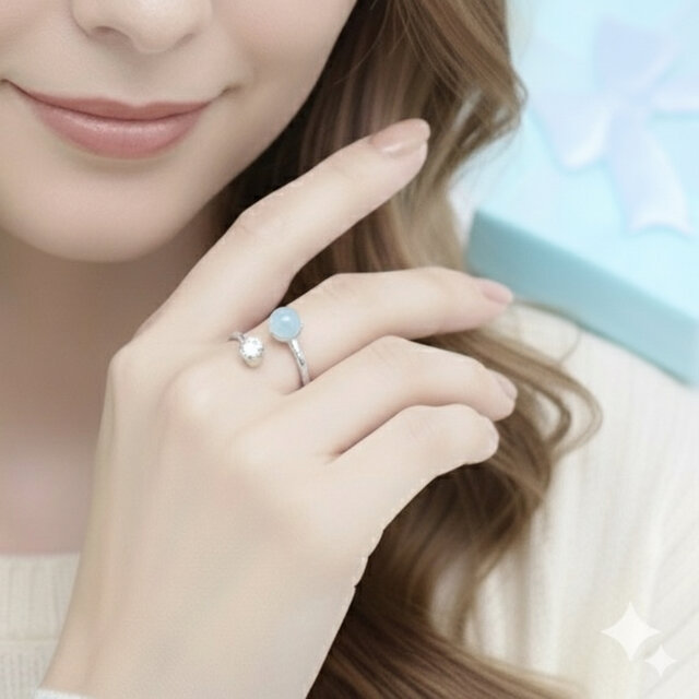 ✧小さな宝石キャンディ✧ シーブルーカルセドニー 華奢見えフォーク