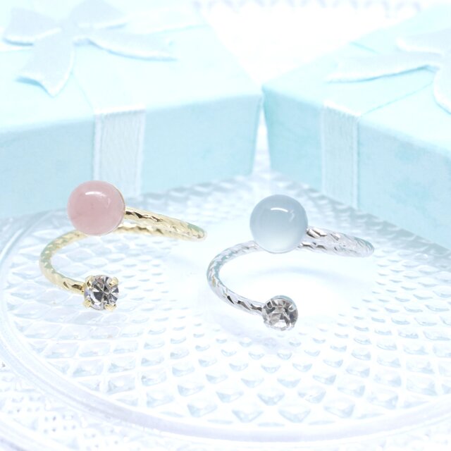 ✧小さな宝石キャンディ✧ シーブルーカルセドニー 華奢見えフォーク