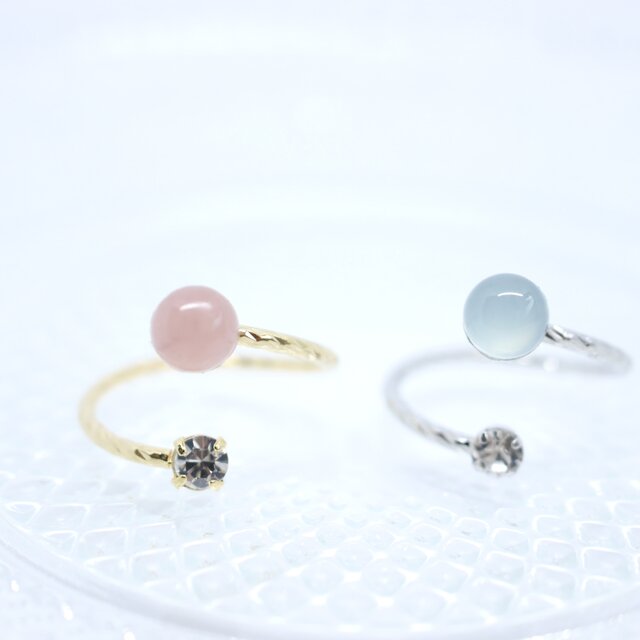 ✧小さな宝石キャンディ✧ シーブルーカルセドニー 華奢見えフォーク