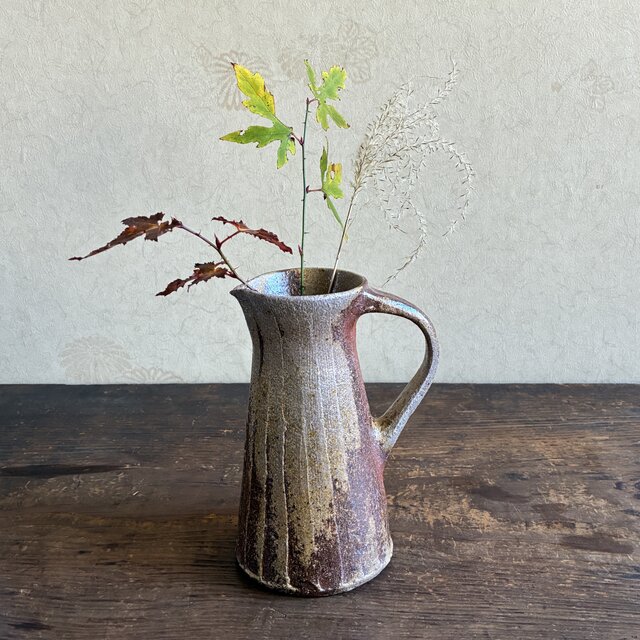 穴窯焼締 把手付き花入｜薪窯｜陶器｜一点もの | iichi 日々の暮らしを