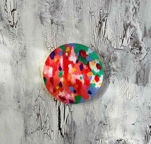 油彩 絵画 『Wild Flowers 2025』｜丸形アートパネル 直径25cm