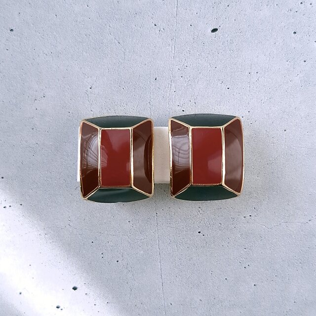 Orena Paris》red brown black curved rectangle オレナ パリ