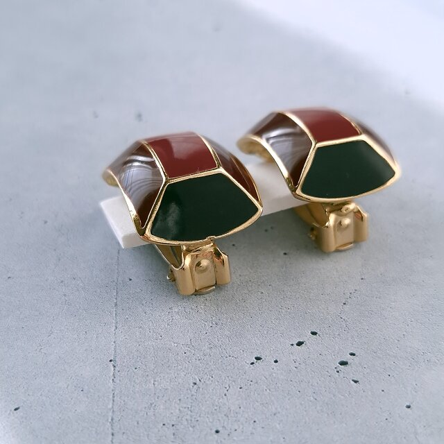 Orena Paris》red brown black curved rectangle オレナ パリ