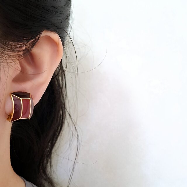Orena Paris》red brown black curved rectangle オレナ パリ