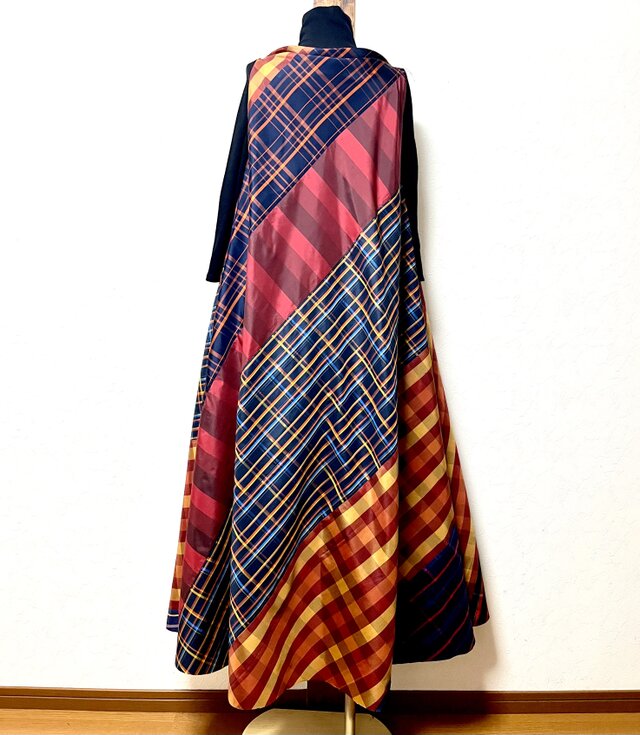絣パッチワーク着物リメイク チュニック ○[1440]着物リメイク パッチ