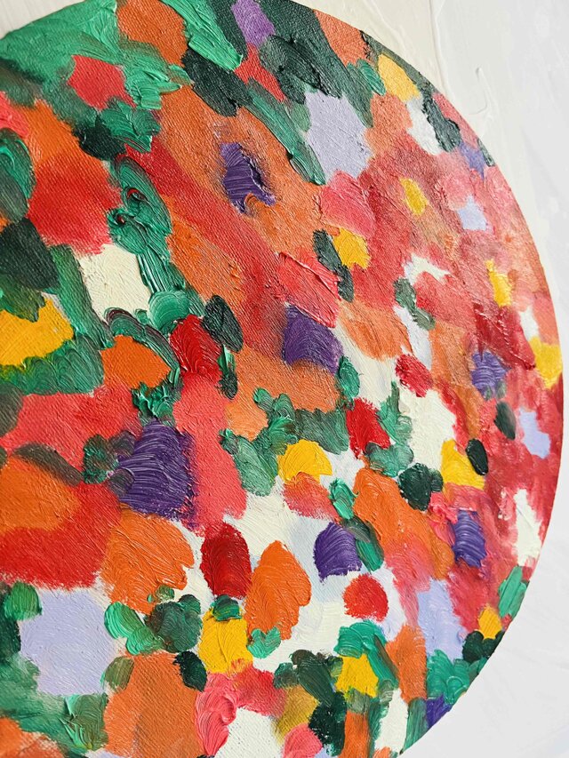 油彩 絵画 『Wild Flowers 2025』｜丸形アートパネル 直径30cm