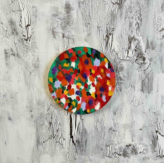 油彩 絵画 『Wild Flowers 2025』｜丸形アートパネル 直径30cm