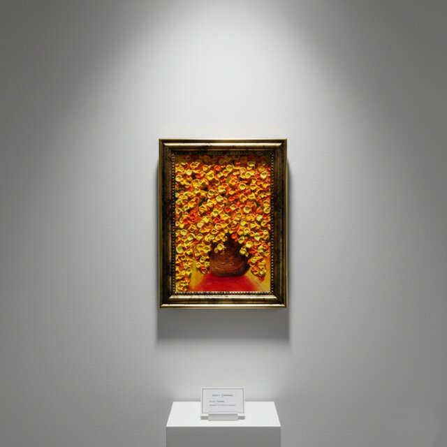 油絵 ミニ絵画 油彩画 【ミモザ】 絵画 原画 | iichi 日々の暮らしを