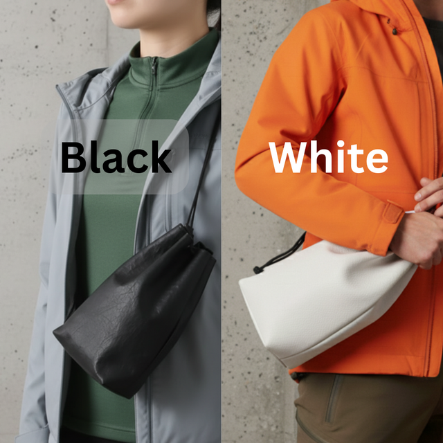 巾着 ゴアテックス仕様ブラックレザー巾着バッグ｜DRITTON G8使用｜防水・透