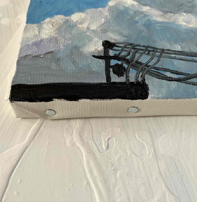 油彩画 原画「近所の風景 その2」アート 絵画 22×27㎝ F3 キャンバス