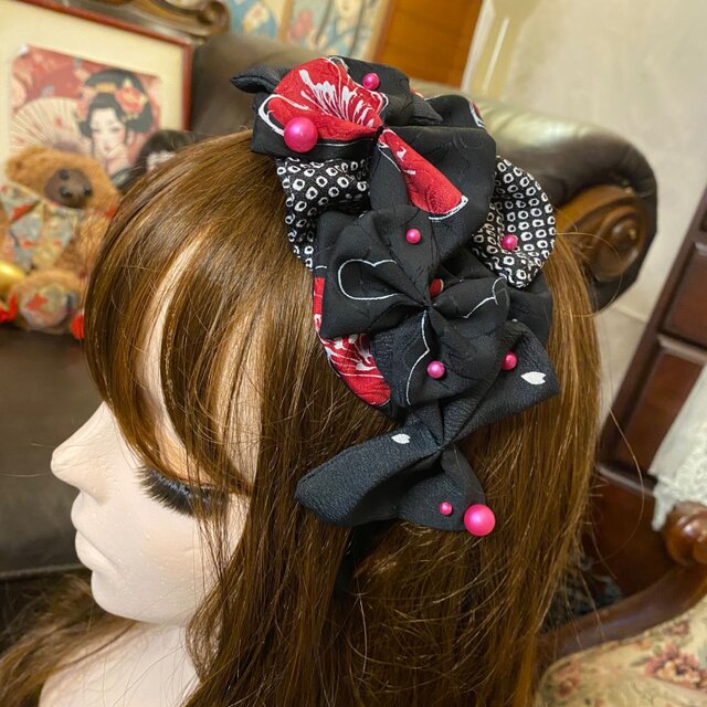 着物リメイク おりぼん ティアラ ヘッドドレス カチューシャ ヘア