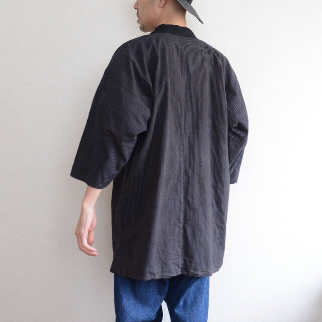 【希少格子模様】昭和中期 木綿 野良着｜藍染襟 手ぬぐい｜ジャパンヴィンテージ 襤褸 野良着 藍染 木綿 着物 古布 格子模様 ジャパンヴィンテージ