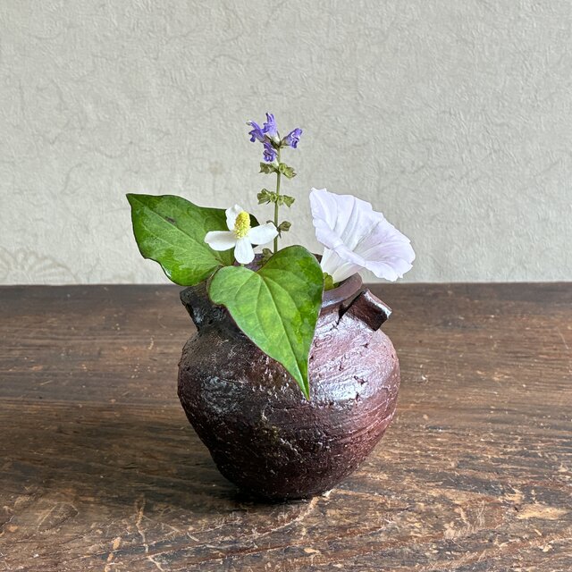 耳付き小壺の一輪挿し｜焼締｜信楽焼｜ミニ花入 | iichi 日々の暮らし