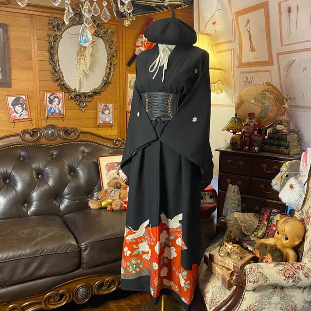 着物リメイク 着物ワンピース 留袖ワンピース 留袖 着物 リメイク ワンピース ドレス ロング 和洋折衷 洗える 化繊
