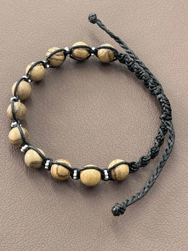 沈香念珠ブレスレット ほのかに香る 香木 編み込みブレスレット