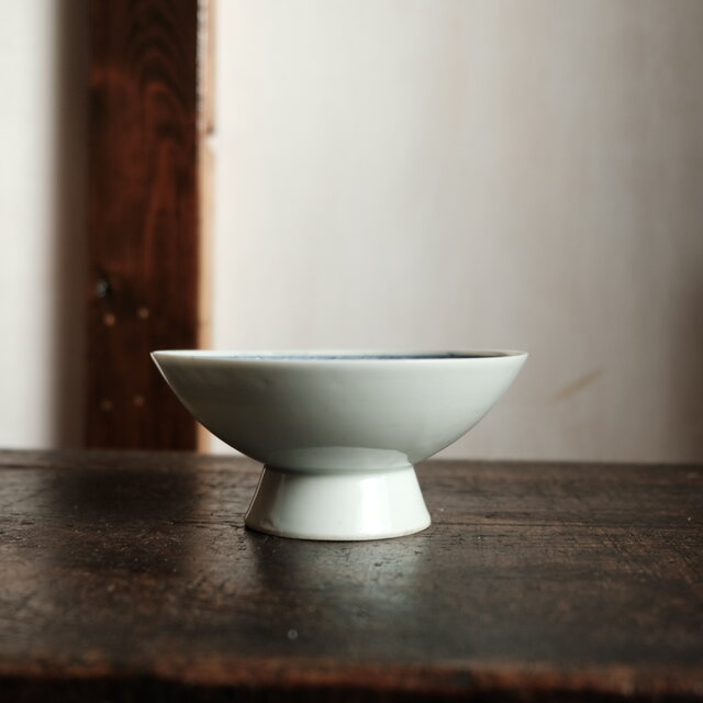 メジロと竹梅◇漢文も素敵。時代物 印判金彩盃型鉢 碗 骨董・antiques