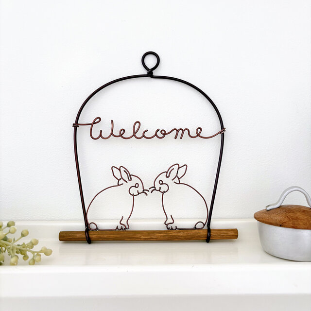 受注制作 】仲良しうさぎのWelcomeしっぽオーナメント | iichi 日々の