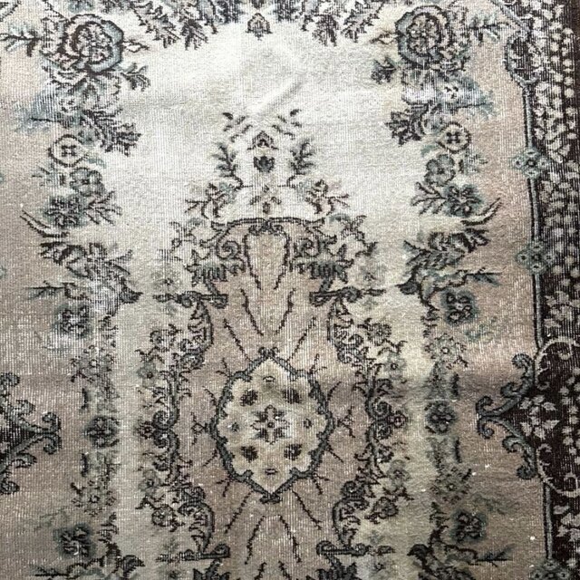 127×220花や実 王道メダリオン 控えめカラー トルコヴィンテージラグ