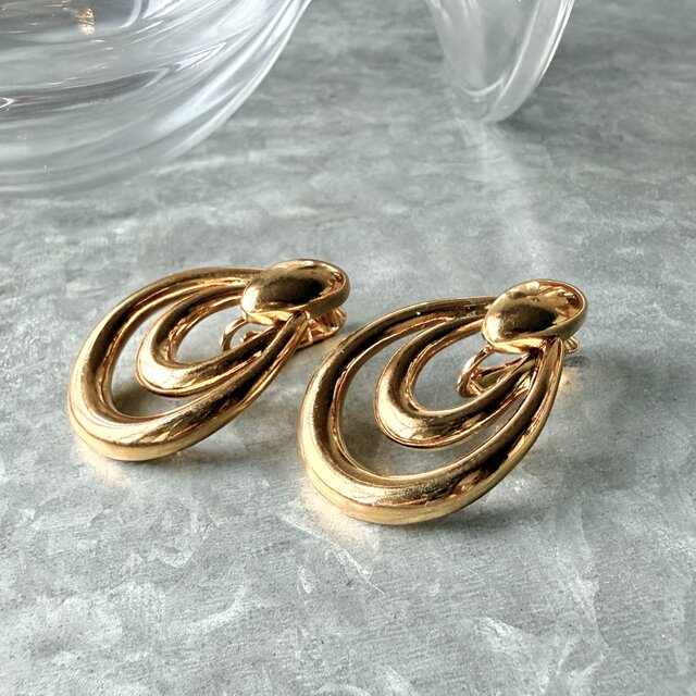 YA228-【 AVON 】エイボン・ヴィンテージイヤリング Double Drop Hoop