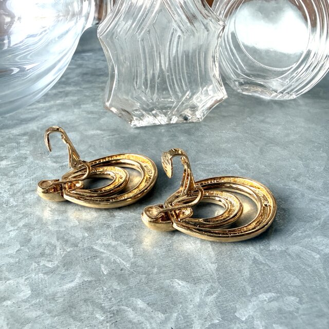 YA228-【 AVON 】エイボン・ヴィンテージイヤリング Double Drop Hoop