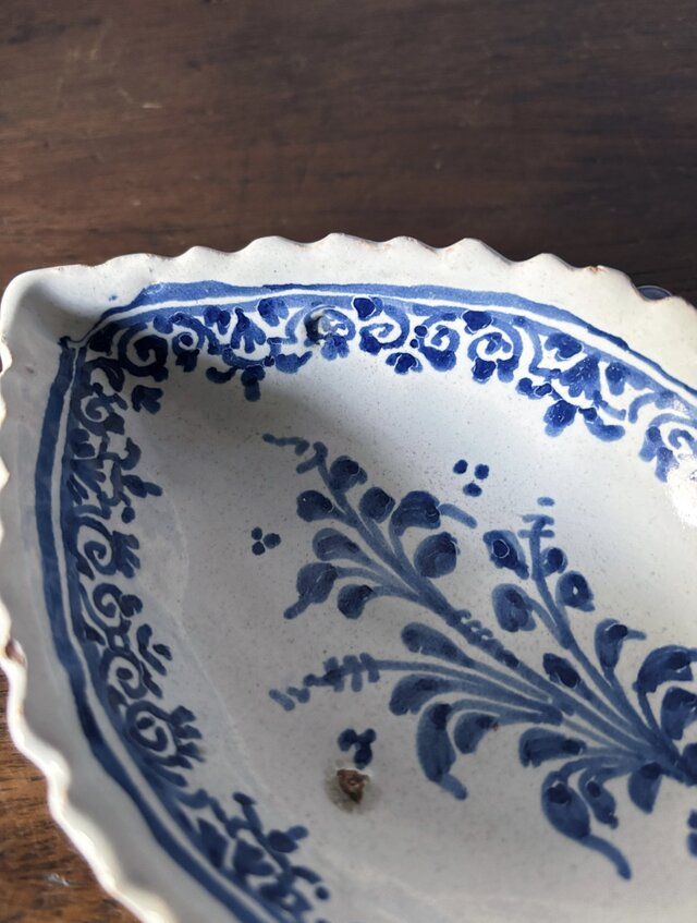 18世紀 南仏 陶器 青絵 ラヴィエ フランス アンティーク 0502453