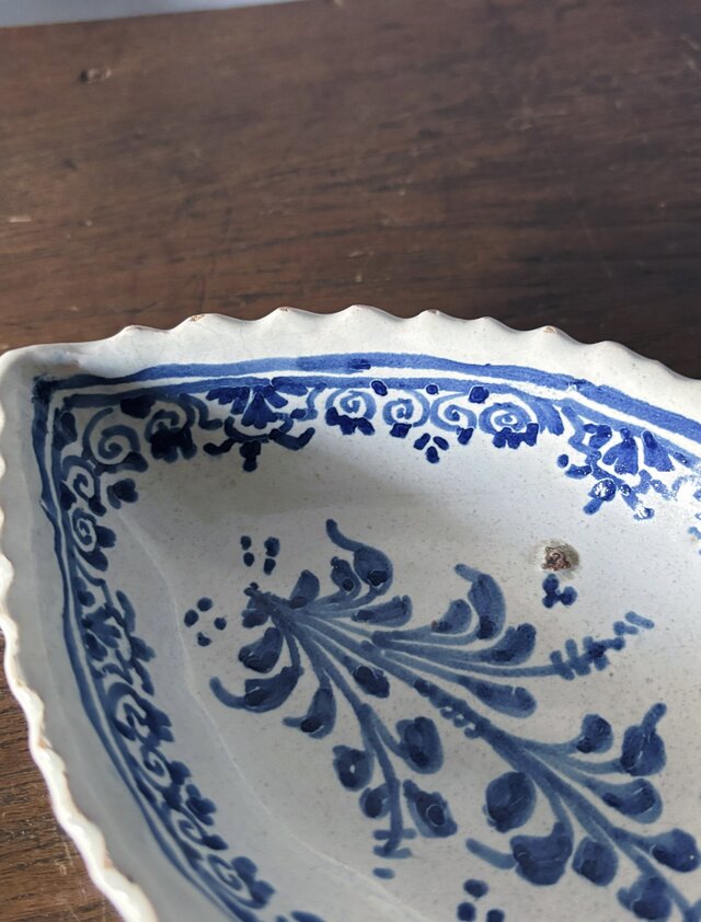 18世紀 南仏 陶器 青絵 ラヴィエ フランス アンティーク 0502453