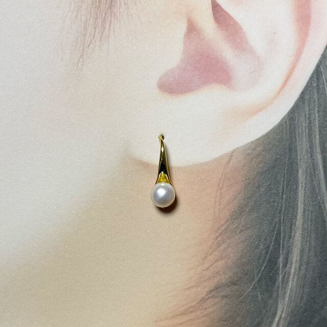 ちょっぴり小さな本真珠パールピアス ドロップ フック 小粒 6mm