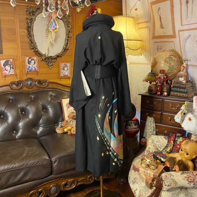 黒留袖 着物 リメイク ワンピース ドレス セミロング 和洋折衷 洗える